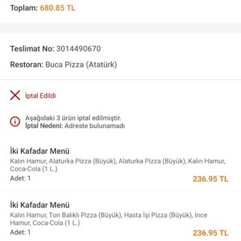 Trendyol Yemek Kurye Hatası Sonucu Ücret İadesi Yapılmaması