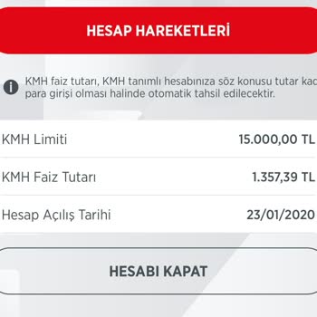 Ziraat Bankası KMH Limit Faizi