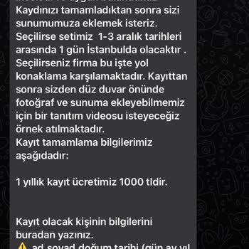Layla Şirin Ajans Kayıt Ücreti Adı Altında.