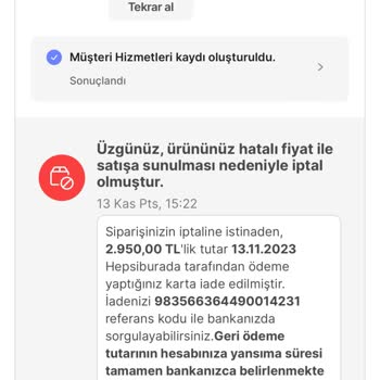 Hepsiburada Kampanya Döneminde İndirime Giren Ürün İptali...