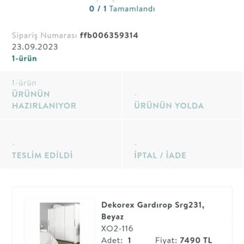 Vivense Teslim Edilmeyen Dekorex Gardırop
