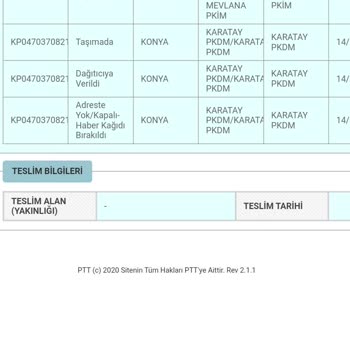PTT Kargo Evdeyken Gelmeyen Kargo