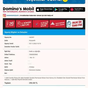 Domino's Pizza Onaylanan İadenin Ödemesi Geri Yapılmıyor