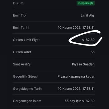 Midas Limit Alışı Yaptığım Halde