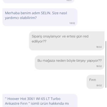 N11 Aracı İle Hoover HOT3161 Ankastre Fırın İptali