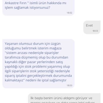 N11 Aracı İle Hoover HOT3161 Ankastre Fırın İptali