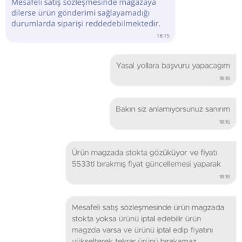 N11 Aracı İle Hoover HOT3161 Ankastre Fırın İptali