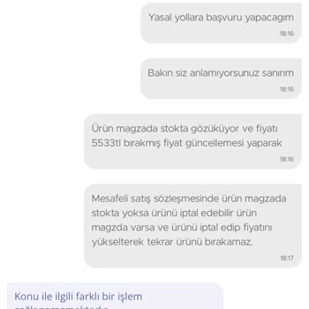 N11 Aracı İle Hoover HOT3161 Ankastre Fırın İptali