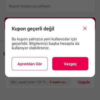 Yemeksepeti İndirim Kuponu Sorunu