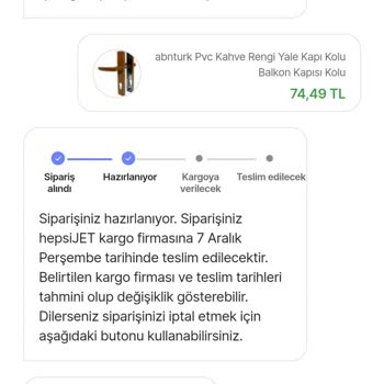 Hepsiburada 1ay Sonra Kargoya Verilir.