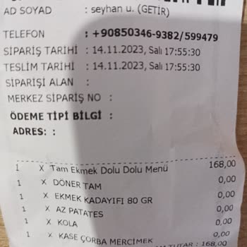 Köfteci Yusuf Siparişin Eksik Ve Soğuk Gelmesi