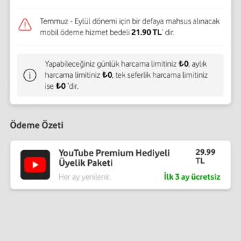 Vodafone Youtube.com Premium Üyelik Hatası