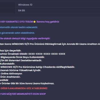 İtemsatis'ta Satılan Şüpheli Windows Lisans Kodu.