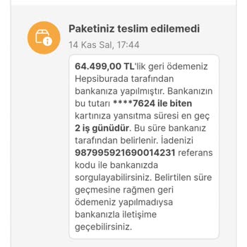 hepsiJET Ürünümü Hiçbir Gerekçe Olmadan Teslim Etmeden İptal Edildi