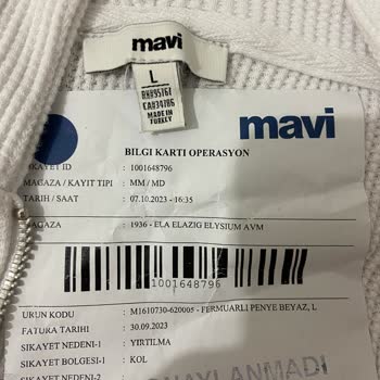 Mavi Hırka Defolu, Renk Farklılığı Var