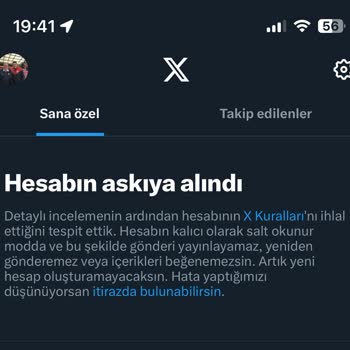 X- Twitter Hesabımı Askıya Aldı