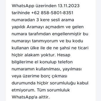 WhatsApp Fake Hesaptan Arama