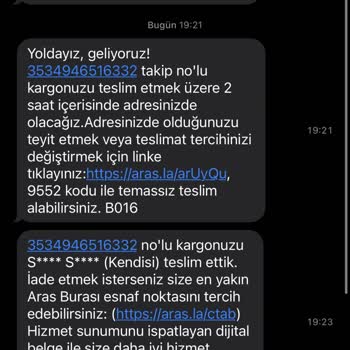 Aras Kargo Ürünüm Teslim Edilmedi
