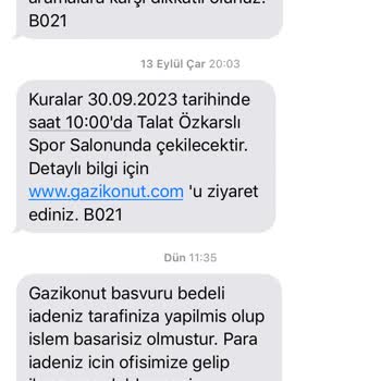 Gazi Konut Başvuru Bedeli İadesi