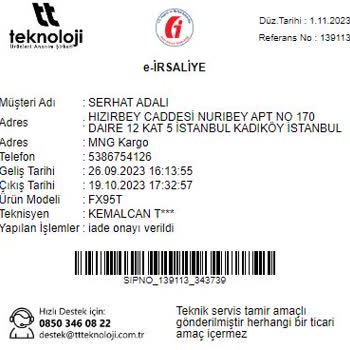 N11 Teknik Servis İade Raporunu Kabul Etmiyor.