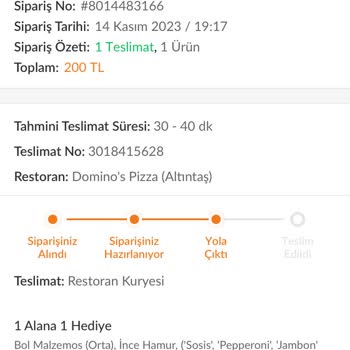Domino's Pizza Pizzanın Geç Gelmesi