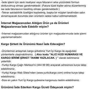 Verda İade Kabul Etmiyor