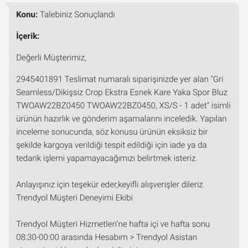 Trendyol Eksik Ürün Talebi