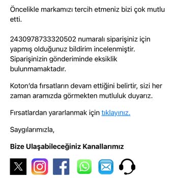 Koton Eksik Ürünümü Temin Etmiyor