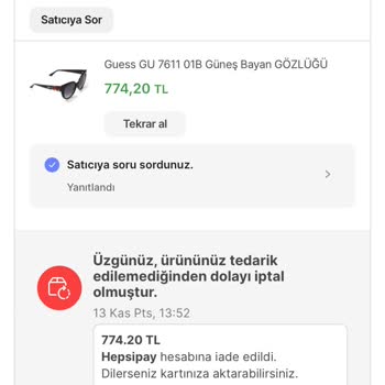 Hepsiburada Siparişim İptal Edildi