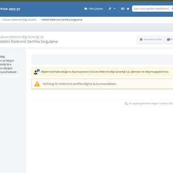 E-Güven E İmza Sertifika Bulunmadı Hatası