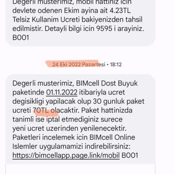 Bimcell 3 Ayda Bir Kafasına Göre Zam Yapması