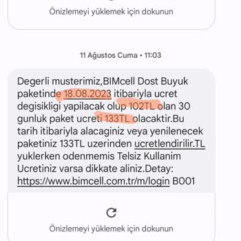 Bimcell 3 Ayda Bir Kafasına Göre Zam Yapması