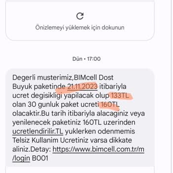 Bimcell 3 Ayda Bir Kafasına Göre Zam Yapması