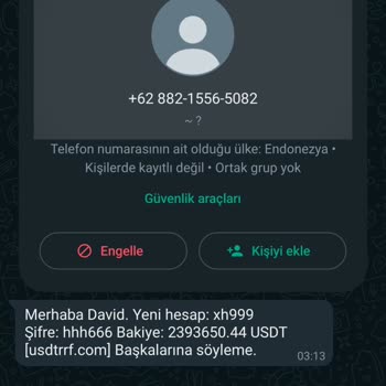 Usdtrrf.com WhatsApp'tan Gelen Mesaj