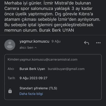 Carrera Fitness & Spa Mistral Üyelik İptali, Ücret İadesi Yalanı