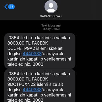 Facebook İzinsiz 16000 TL Garanti Bankası Kredi Kartımdan Para Çekilmiş