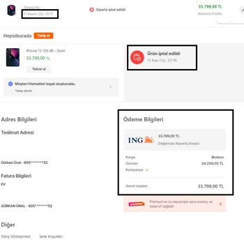 Hepsiburada, Bilgi Vermeden Siparişimi İptal Etti Beni Zarara Uğrattı