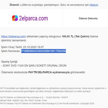 2elparca.com Ürünü Veya Ücreti Teslim Etmiyor
