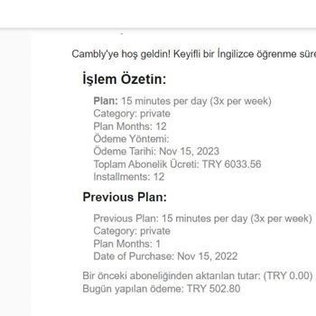 Cambly Bilgim Dışında İşlem Yapılması