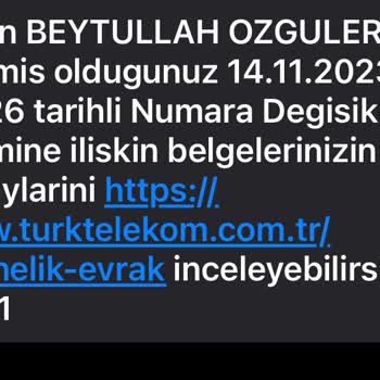 Türk Telekom Numara Değişikliğinin Yapılmaması