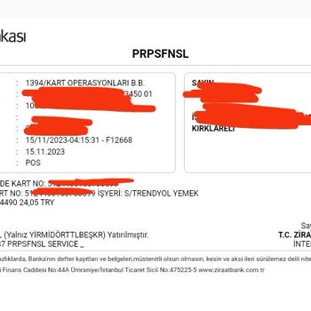 Trendyol Yemek Eksik Ücret İadesi Yapıyor.