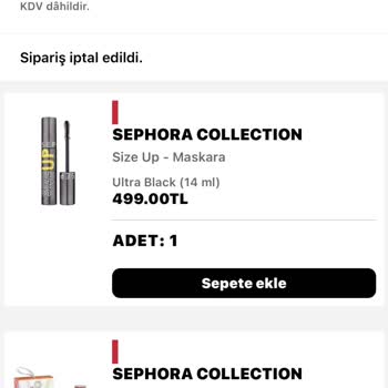 Sephora İndirim Sipariş İptali