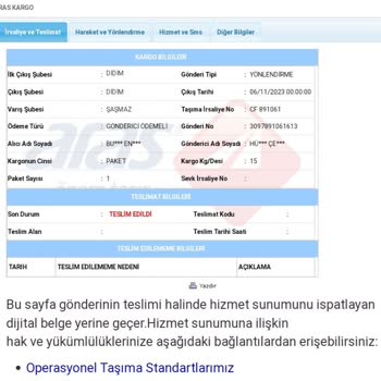 Aras Kargo Kargomun İçinden Malzemelerin Eksik Çıkması