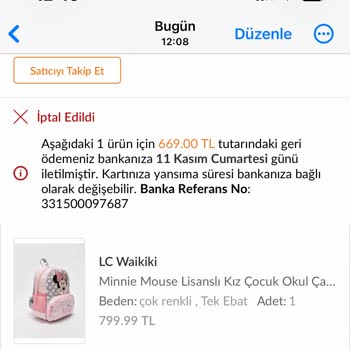Trendyol Habersiz Siparişimi İptal Etti