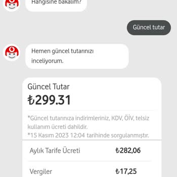 Vodafone Güncel Faturanın Taahhütle Uyuşmaması