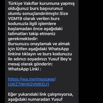 Vakıflar Genel Müdürlüğü Tarafından Yapılan Burs Başvurusu