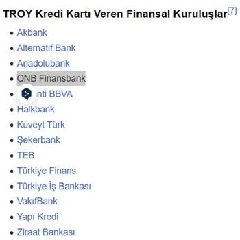 QNB/Enpara Troy Desteği Sunmuyor.