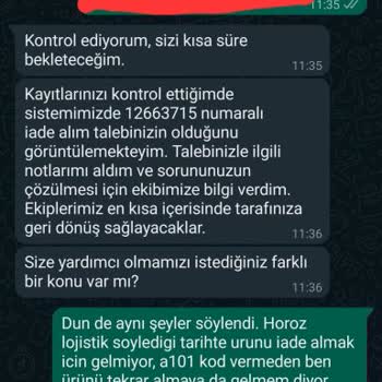 A101 Ve Horoz Lojistik Ürün İade Sorunu
