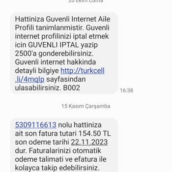 Turkcell Başkalarına Ait Fatura Detayları Gönderiyor