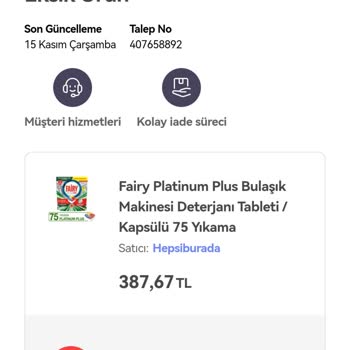 Hepsiburada Eksik Ürün Talebi Reddedildi